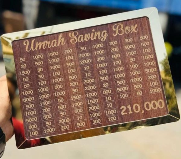 Umrah Saving Box 210000 – Acrylic/Wooden Money Box for Daily Savings | Hajj & Umrah Goal Chart | Islamic Gift Box for Ramadan & Eid Wooden Money Box I Money Saving Box I Gift Box I Money Box I Umrah Box I Umrah Money Saving Box I Umrah Money Box